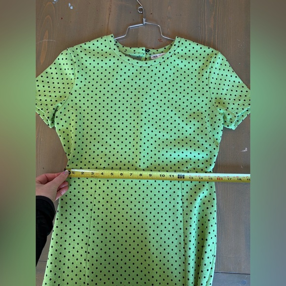 Zara Green Polka Dot Dress Size Large - Picture 3 of 8